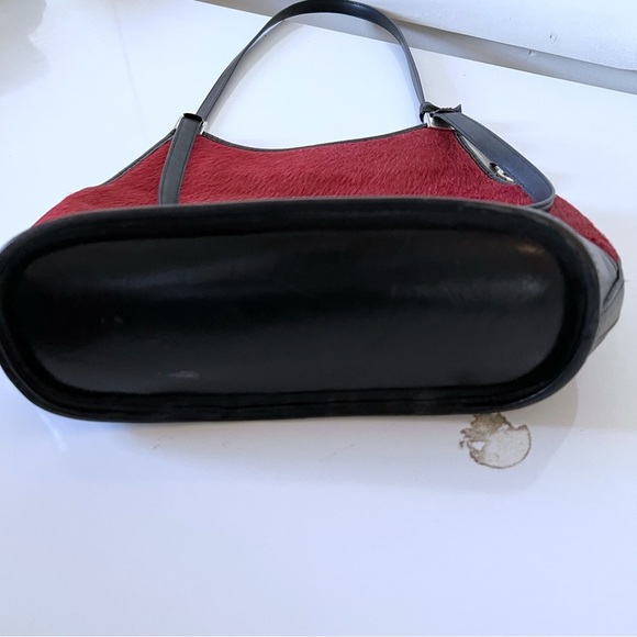 BRIGHTON Red Calf Hair and Black Leather Trim  Shoulder Bag Purse - Picture 8 of 15